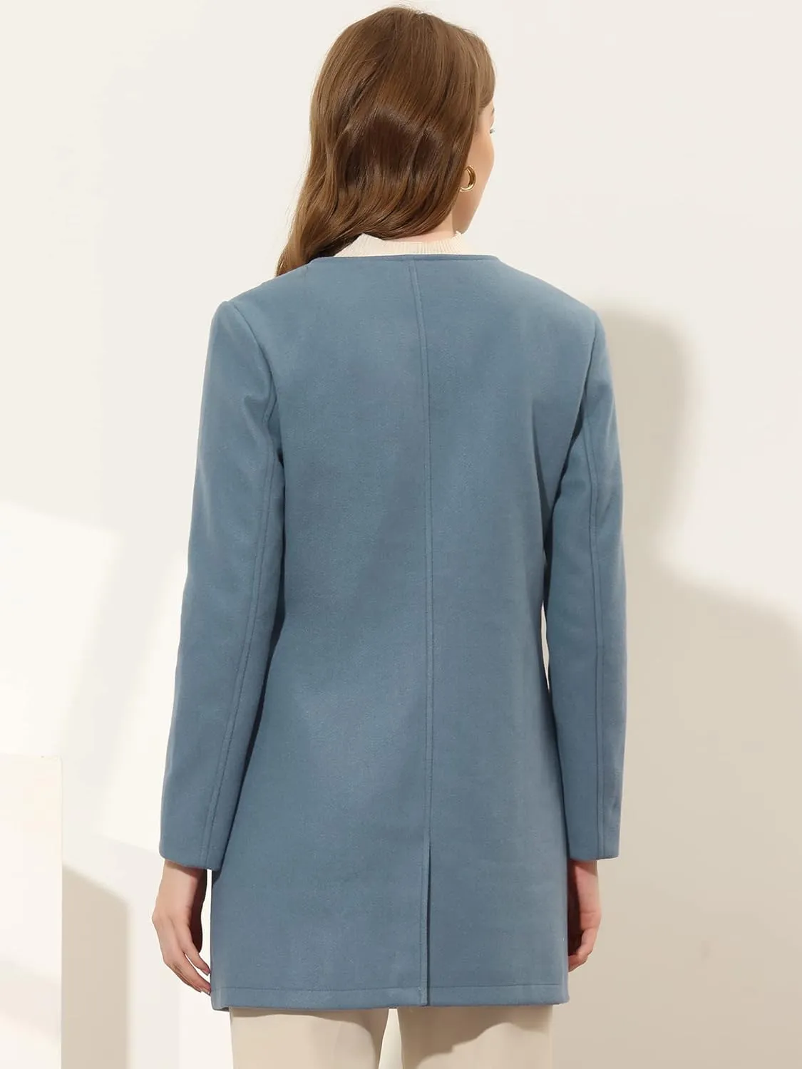 Allegra K Women's Winter Overcoat Lapel Collar Single Breasted Outerwear Long Pea Coat