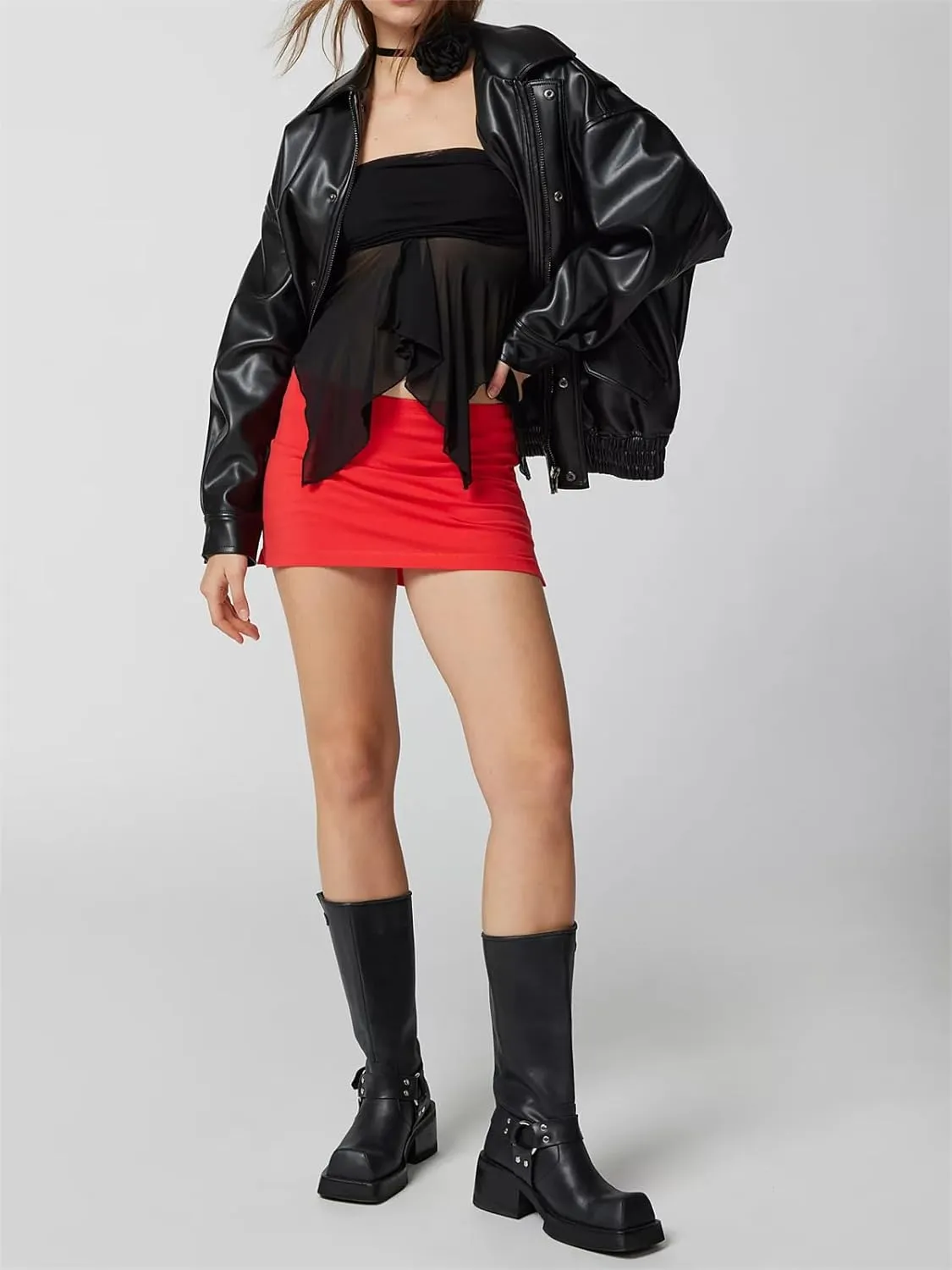 Alyweatry Women Y2k Basic Bodycon Mini Skirt Low Rise Stretchy Aesthetic Going Out Club Skirt Trendy Streetwear