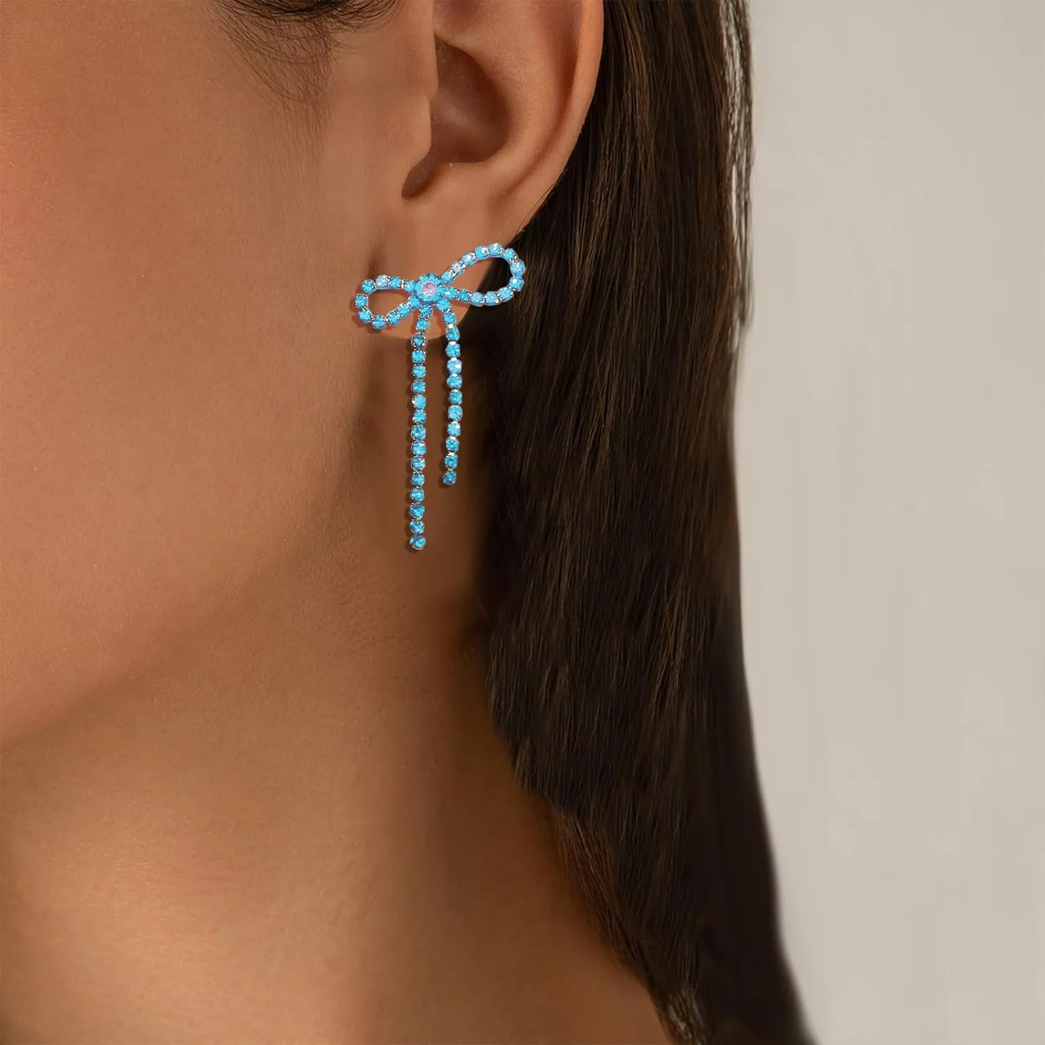 Bow Earrings for Women Black Bow Earrings Silver Bow Rhinestone Earrings Red Bow Earrings Dangle Sparkly Earrings Coquette Earrings Purple Hot Pink Bow Earrings Christmas Earrings Bow Jewelry