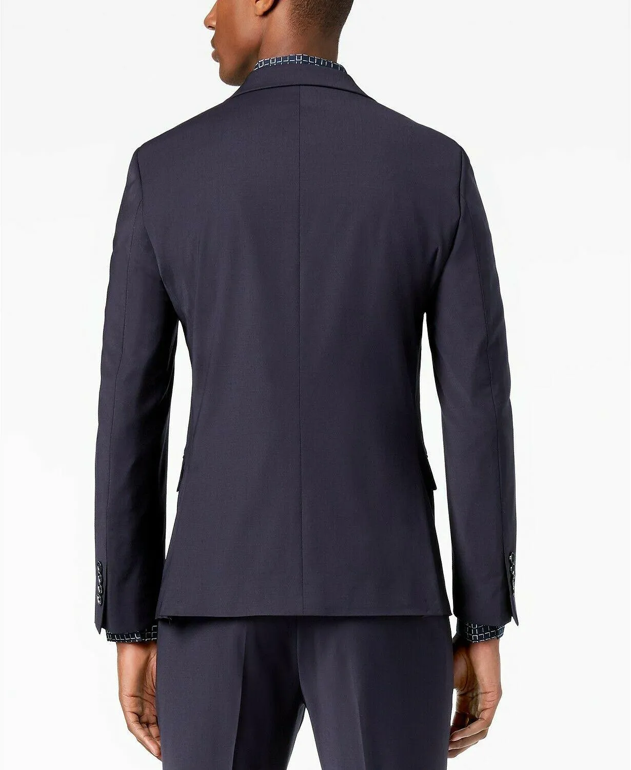 Calvin Klein Mens Skinny fit Suit Jacket Blazer 42 L Blue Solid Stretch
