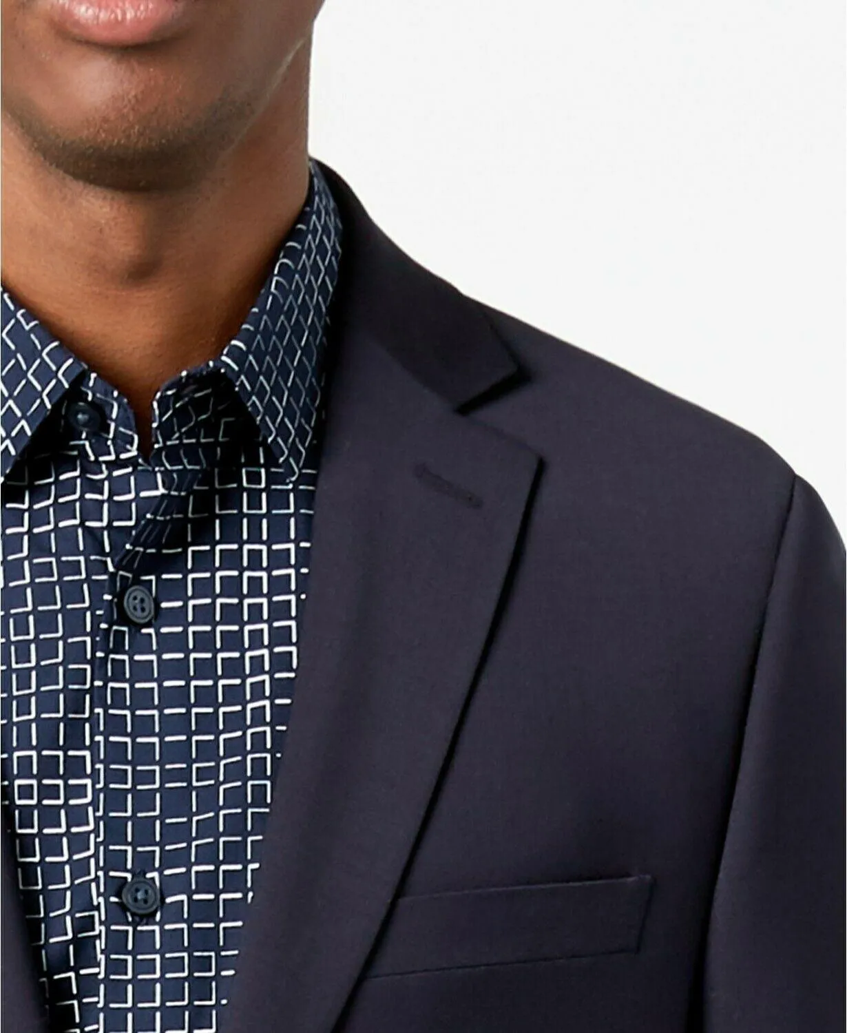 Calvin Klein Mens Skinny fit Suit Jacket Blazer 42 L Blue Solid Stretch