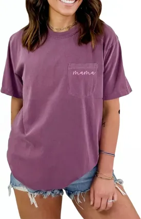 Comfort Breastfeeding Shirts for Women Mama Zipper Nursing Tops Distressed Pregnancy Clothes with Pocket