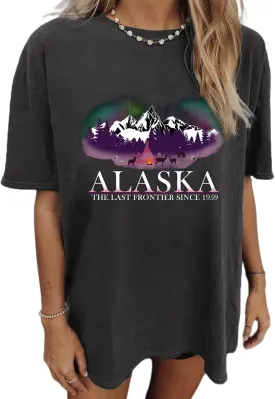 CSDAJIO Women's Graphic Oversized Tshirt Vintage Half Sleeve Round Neck Baggy Tee Summer Casual Tunic Shirt