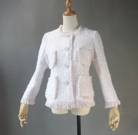 Custom made Baby Pink Tweed Jacket Coat Blazer