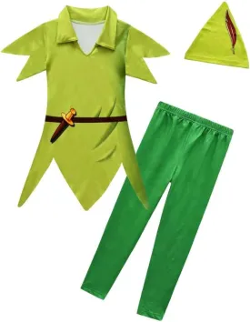 Dressy Daisy Peter Pan Costume with Hat for Infant Toddler & Little Boys Halloween Dress Up Outfit Set Size 18 Months to 14
