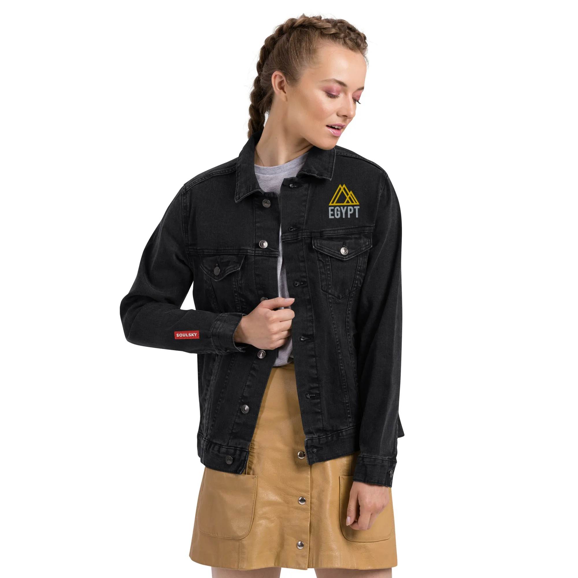 EGYPT Unisex Denim Jacket (Black)