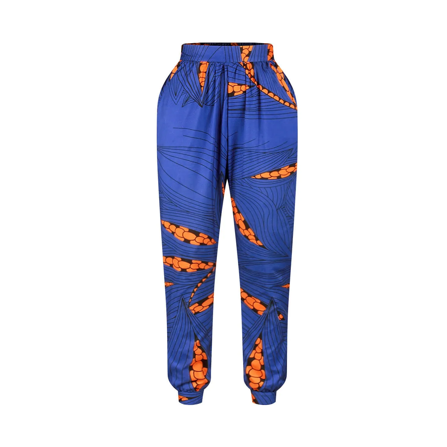 Elastic Waist Pegged High Waist Chain Pants