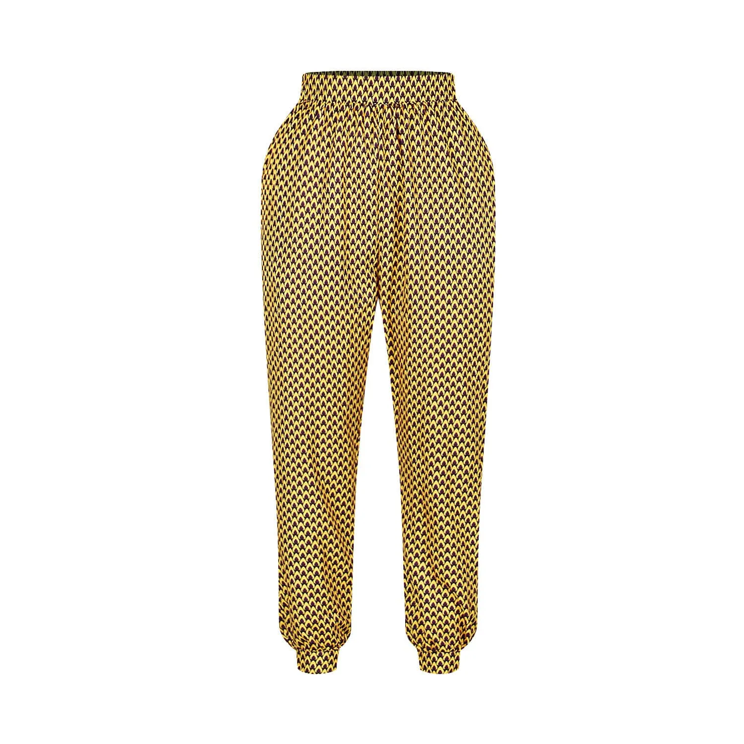 Elastic Waist Pegged High Waist Chain Pants