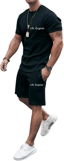 Fashion Men's Tracksuits, 2 Piece Summer Casual Athletic Jogging Sweatsuits Outfits Short Sleeve Track Suits for Men Set