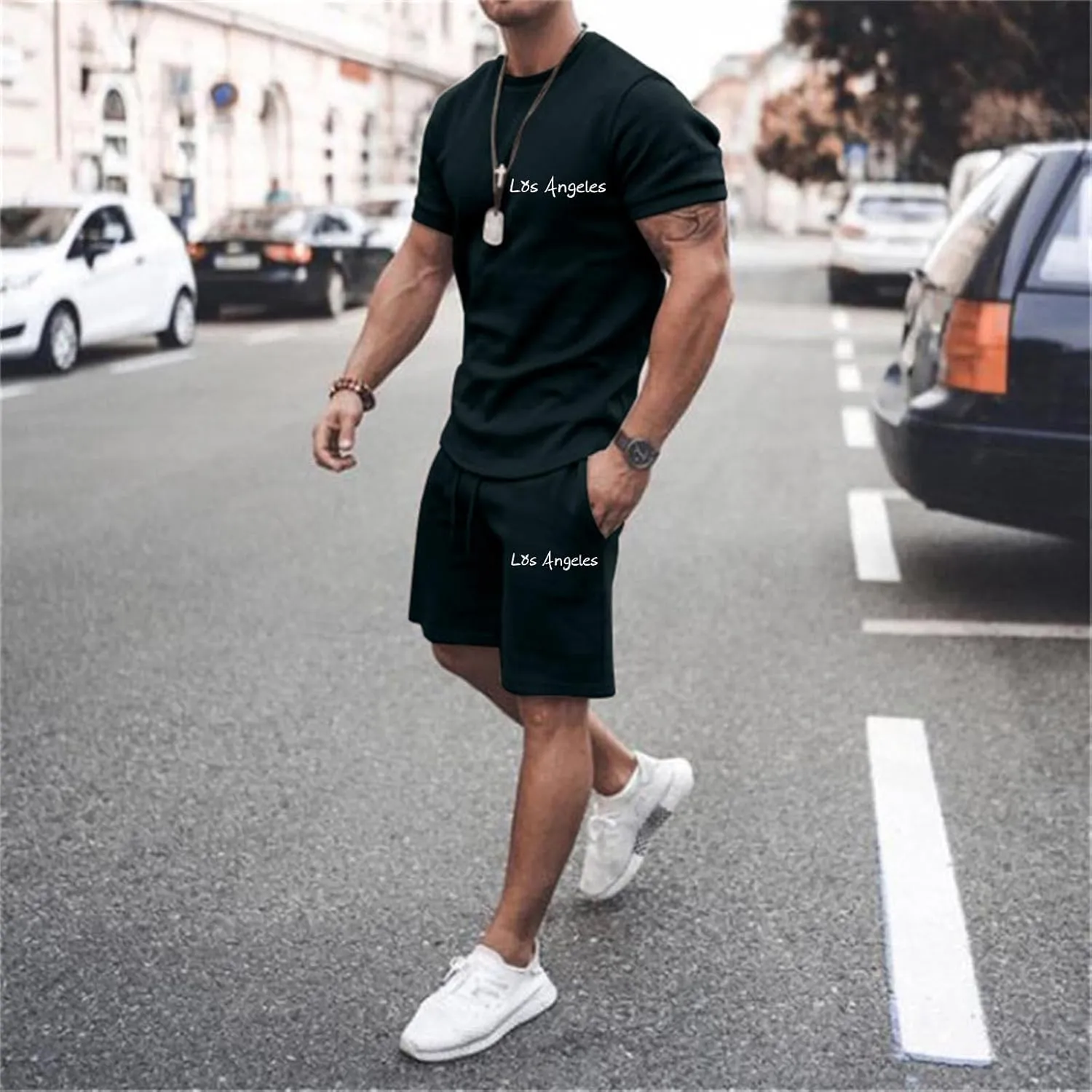 Fashion Men's Tracksuits, 2 Piece Summer Casual Athletic Jogging Sweatsuits Outfits Short Sleeve Track Suits for Men Set