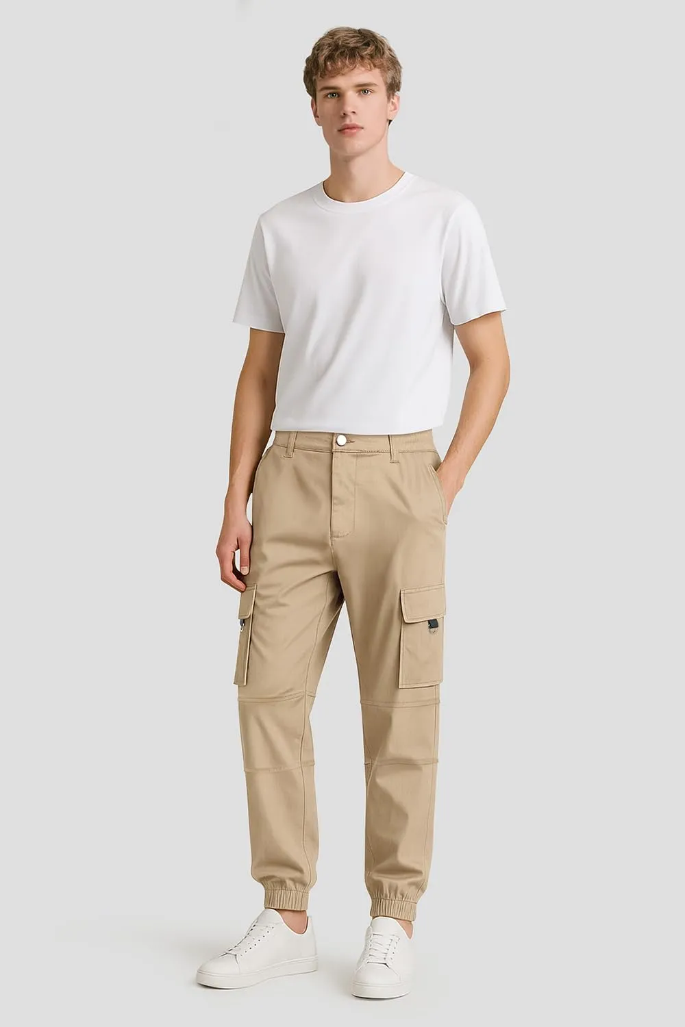 GINGTTO Mens Cargo Jogger Pants Slim Fit Stretch Zipper Pockets Thick Cotton Pants for Men