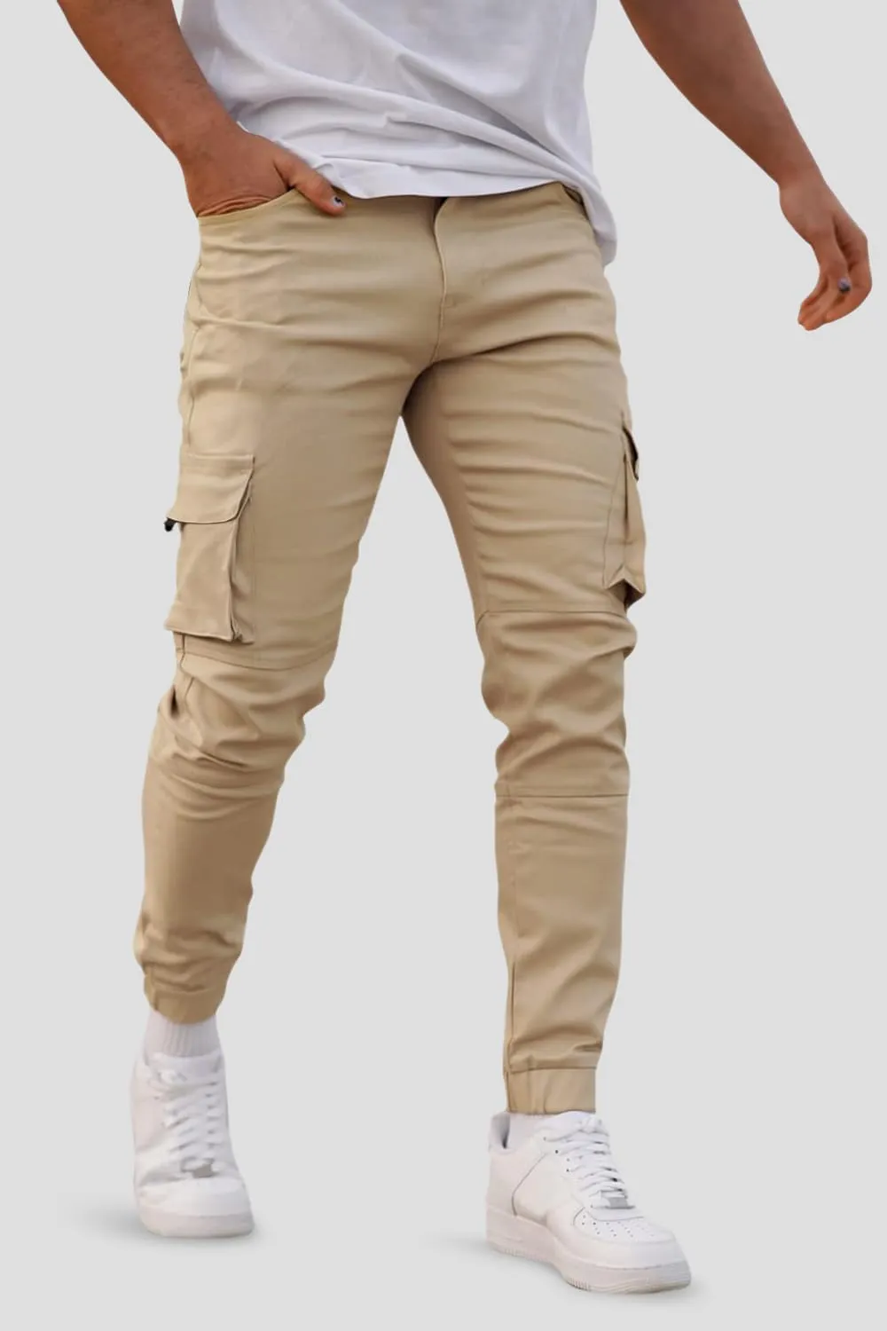 GINGTTO Mens Cargo Jogger Pants Slim Fit Stretch Zipper Pockets Thick Cotton Pants for Men