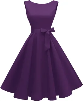Hanpceirs Women's Boatneck Sleeveless Swing Vintage 1950s Cocktail Dress New
