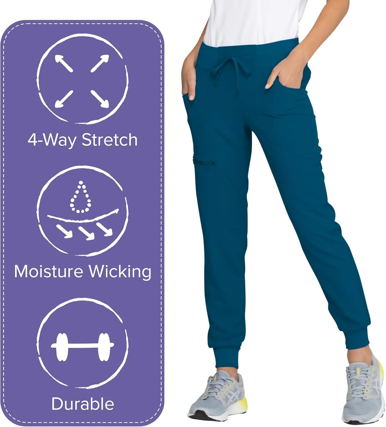 Heartsoul Women's Medical Scrub Jogger Pants Contemporary fit Drawstring waistband Jogger With 5 Pockets - HS030
