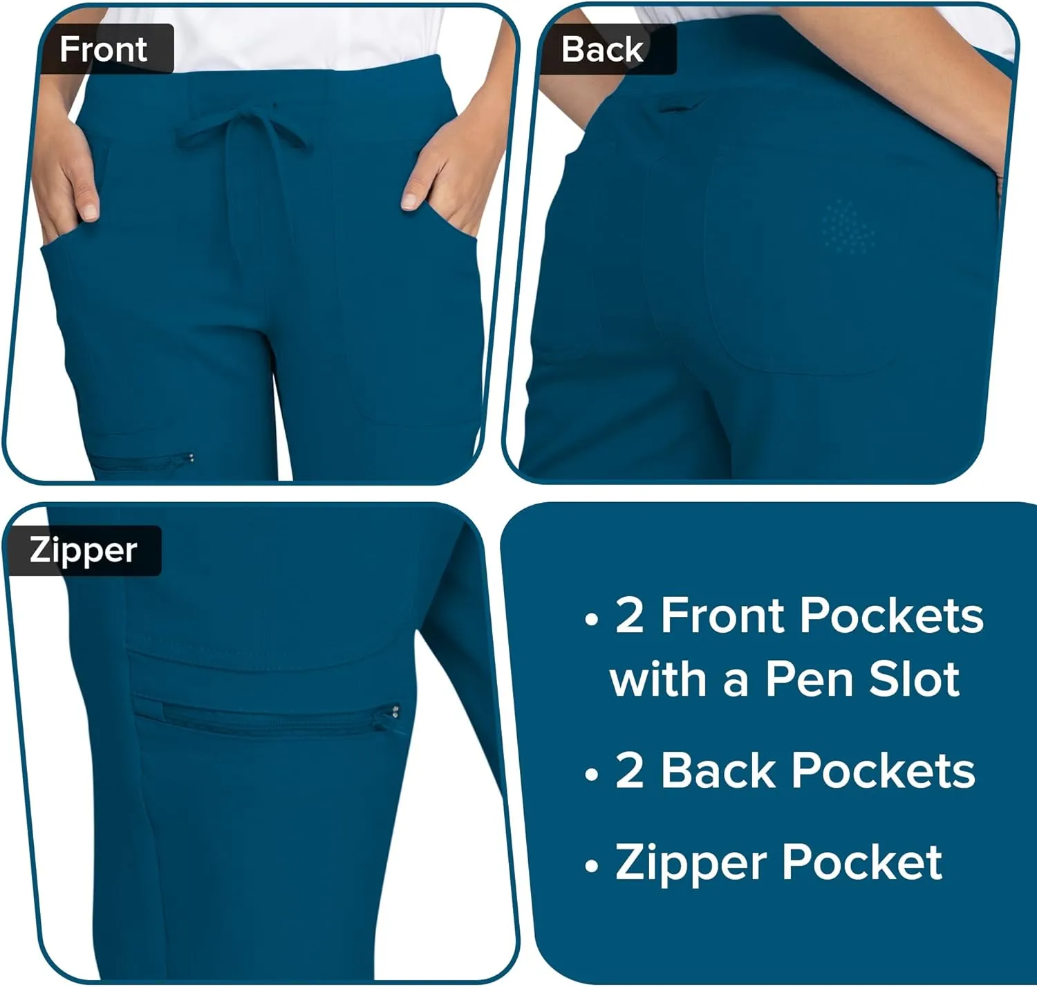 Heartsoul Women's Medical Scrub Jogger Pants Contemporary fit Drawstring waistband Jogger With 5 Pockets - HS030
