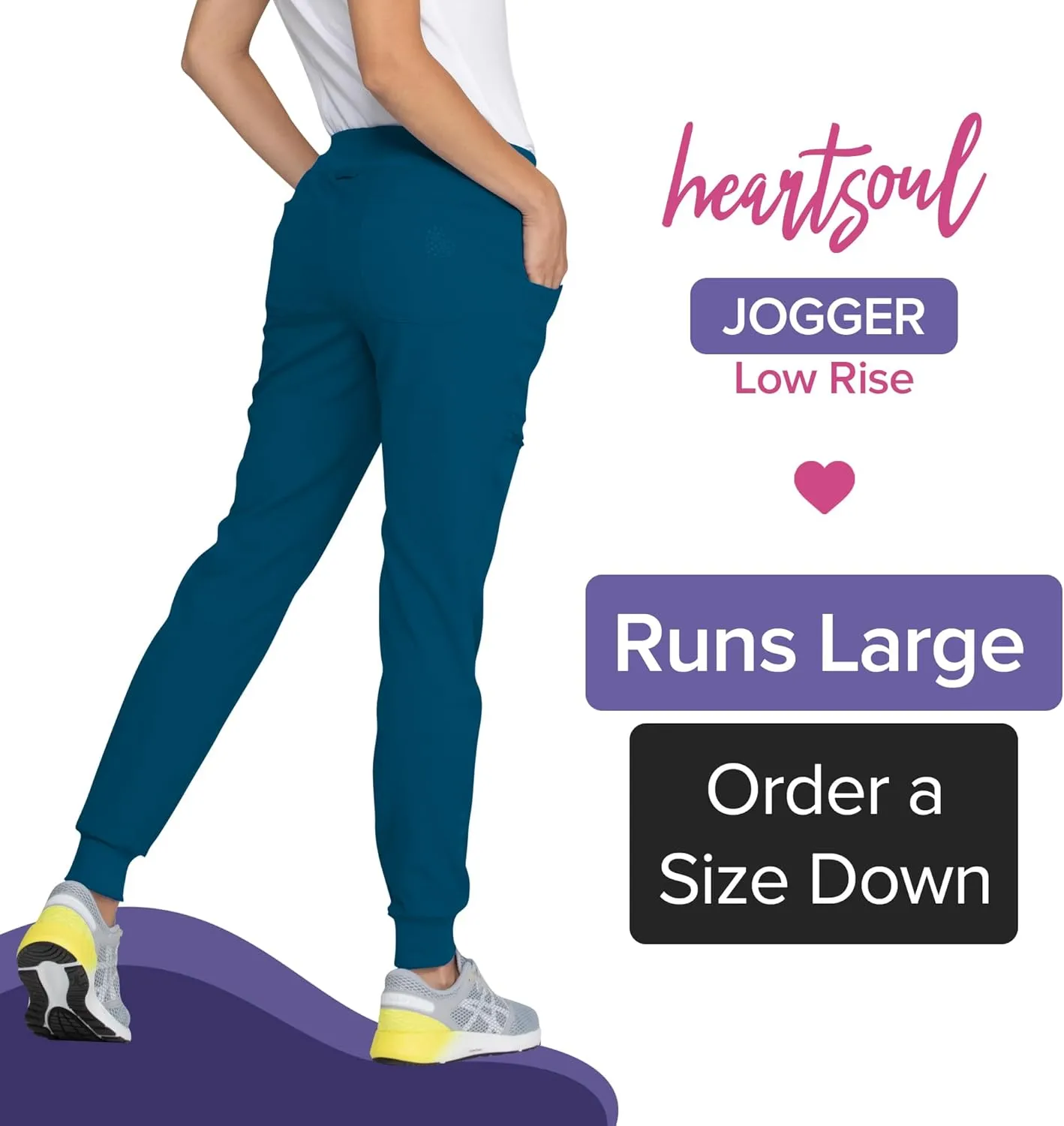 Heartsoul Women's Medical Scrub Jogger Pants Contemporary fit Drawstring waistband Jogger With 5 Pockets - HS030