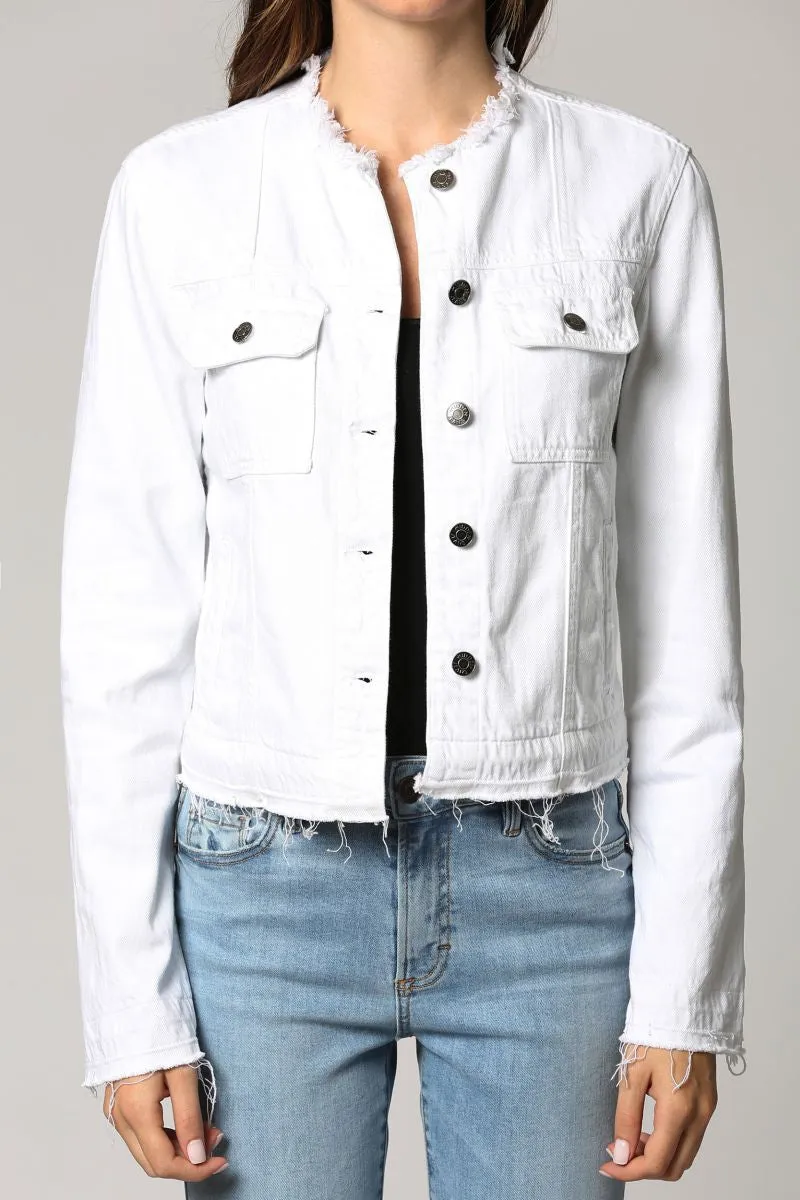 Hidden Jeans Collarless Denim Jacket