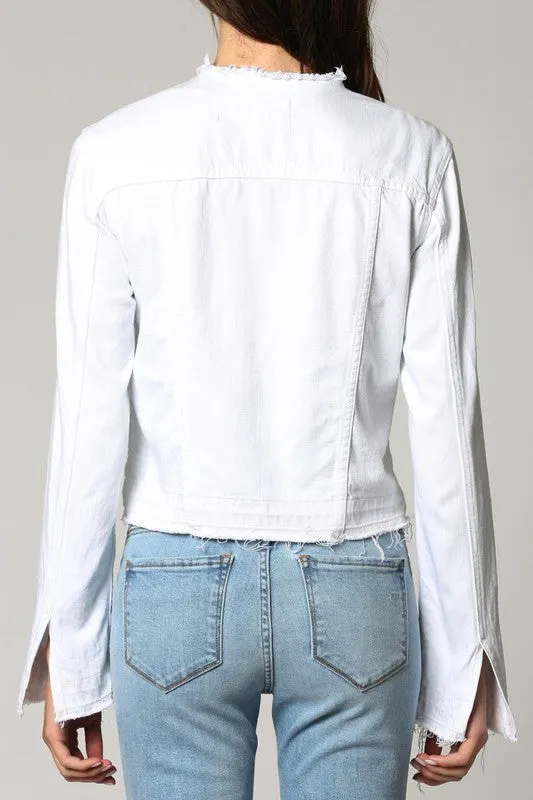 Hidden Jeans Collarless Denim Jacket