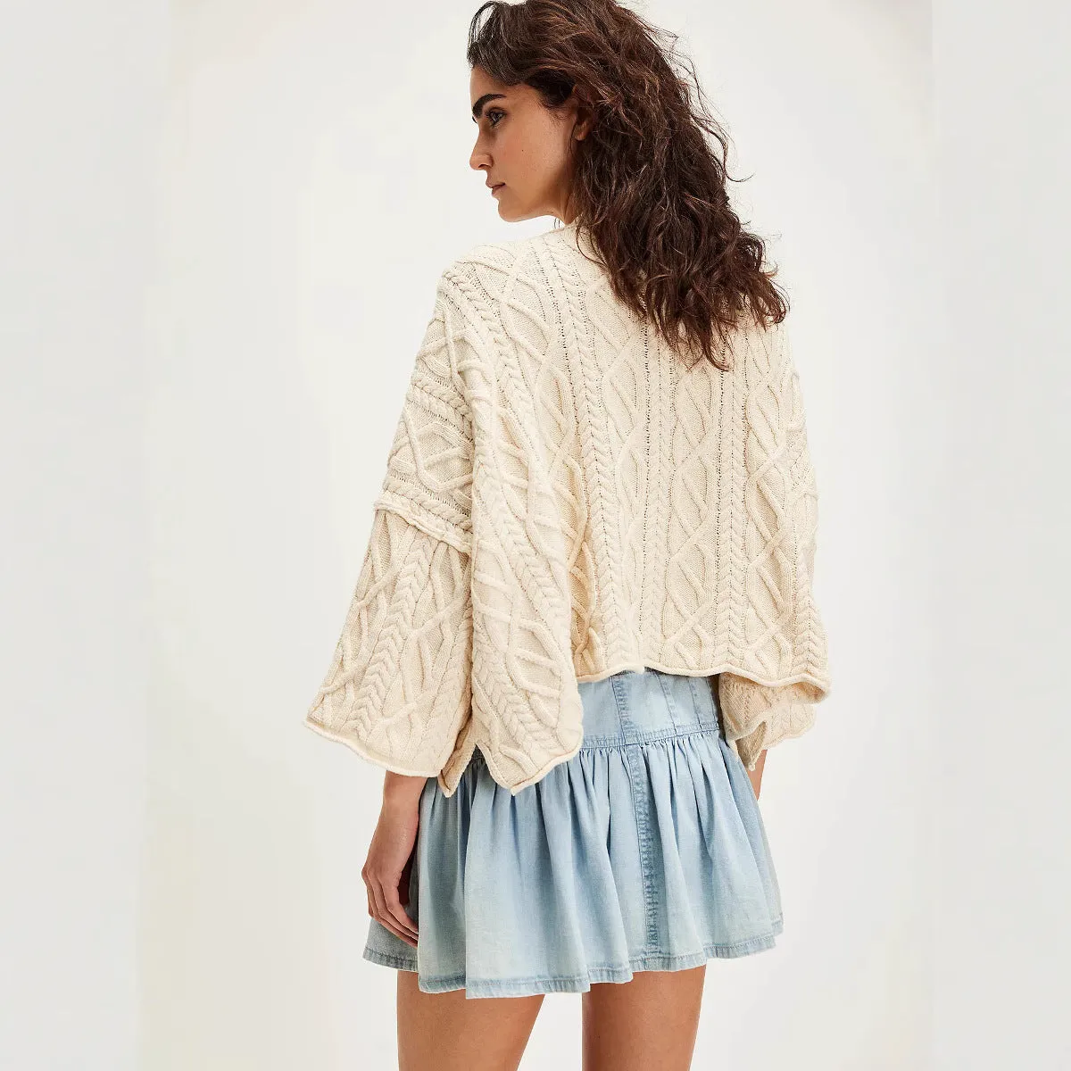 High Waist Casual Retro Denim Pleated Skirt