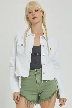 Irregular Fray Hem White Jacket