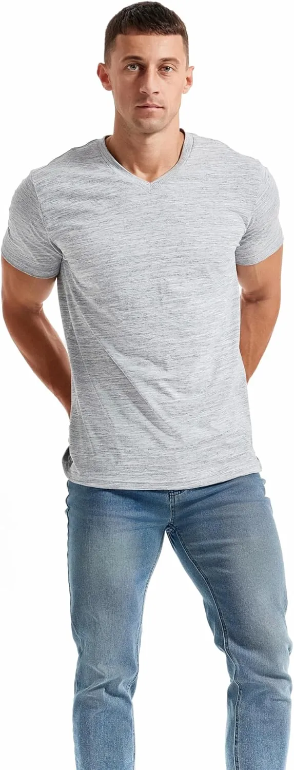 KLIEGOU Men's V Neck T Shirts - Casual Stylish Fitted Stretch Tees for Men