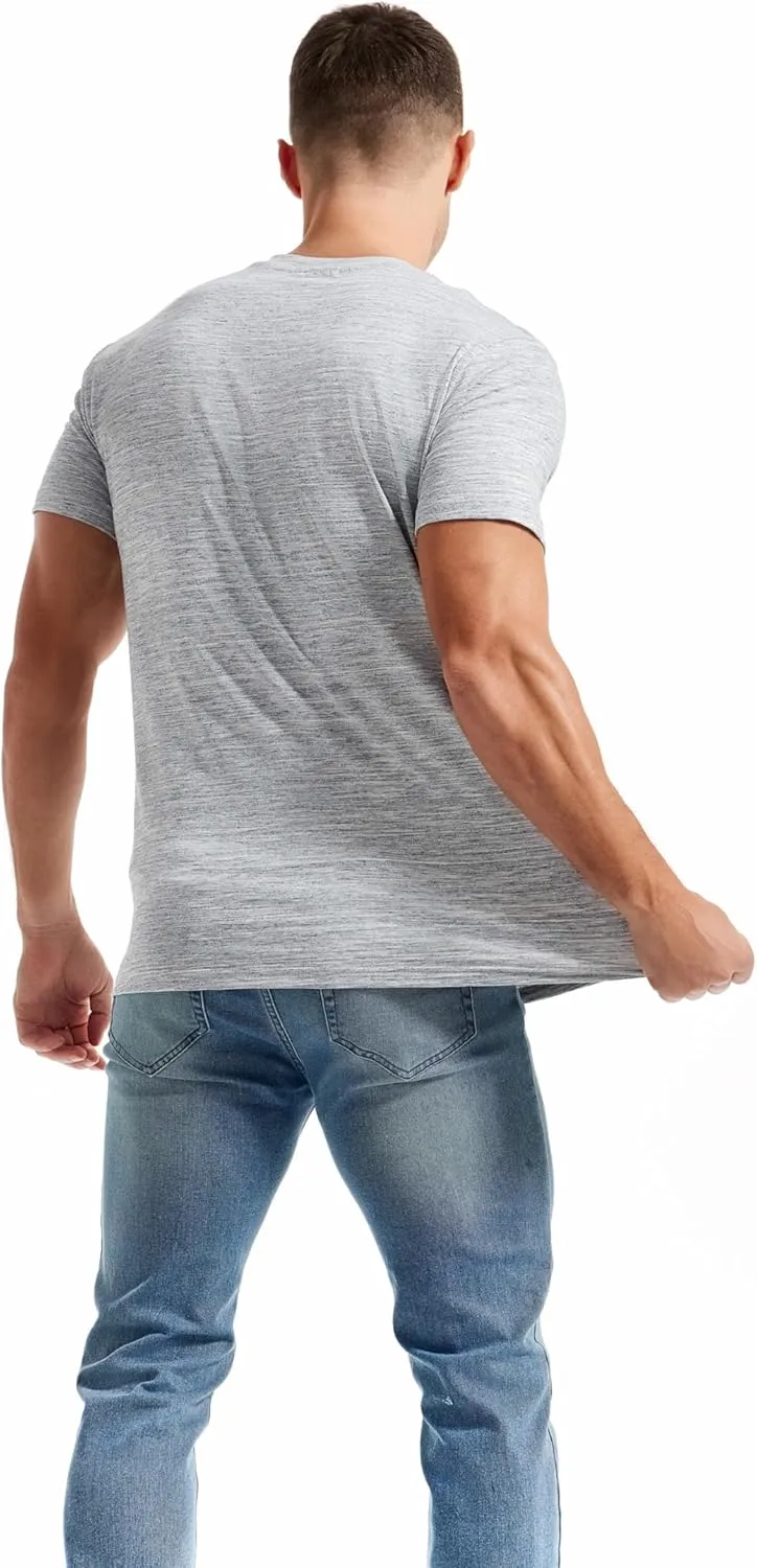 KLIEGOU Men's V Neck T Shirts - Casual Stylish Fitted Stretch Tees for Men