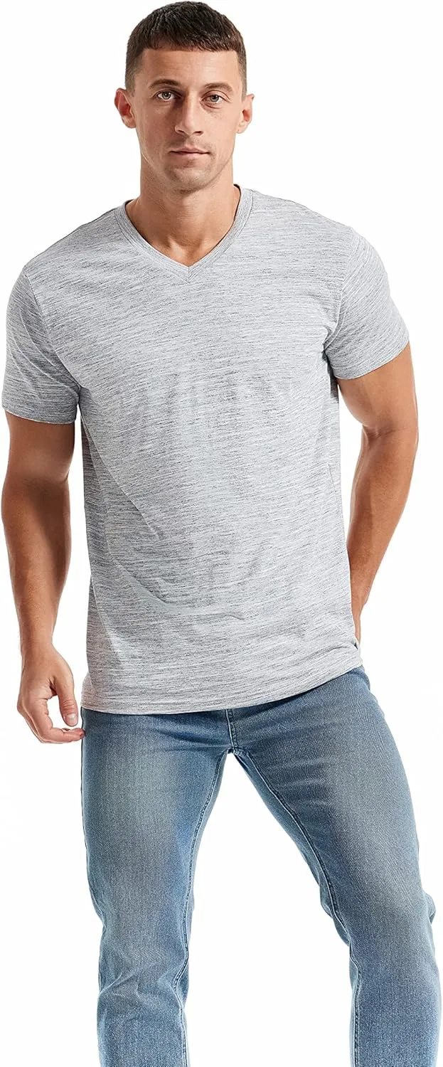 KLIEGOU Men's V Neck T Shirts - Casual Stylish Fitted Stretch Tees for Men