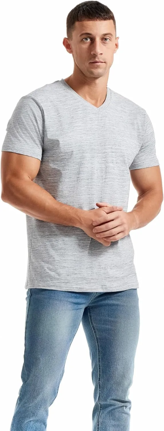 KLIEGOU Men's V Neck T Shirts - Casual Stylish Fitted Stretch Tees for Men