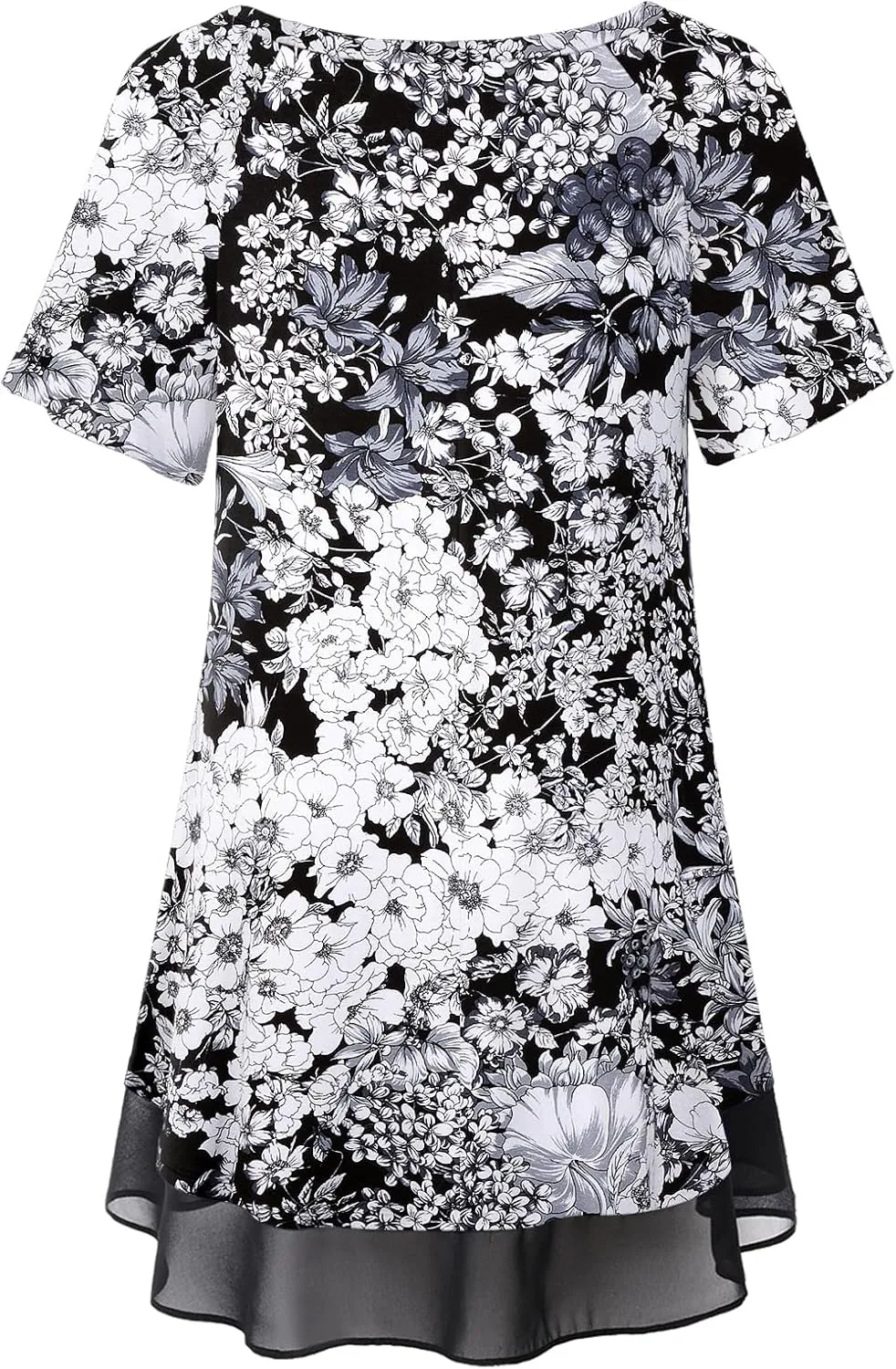 LARACE Plus Size Tunic Tops for Womens Summer Clothes Dressy Round Neck Short Sleeve Shirts Flowy Chiffon Blouses
