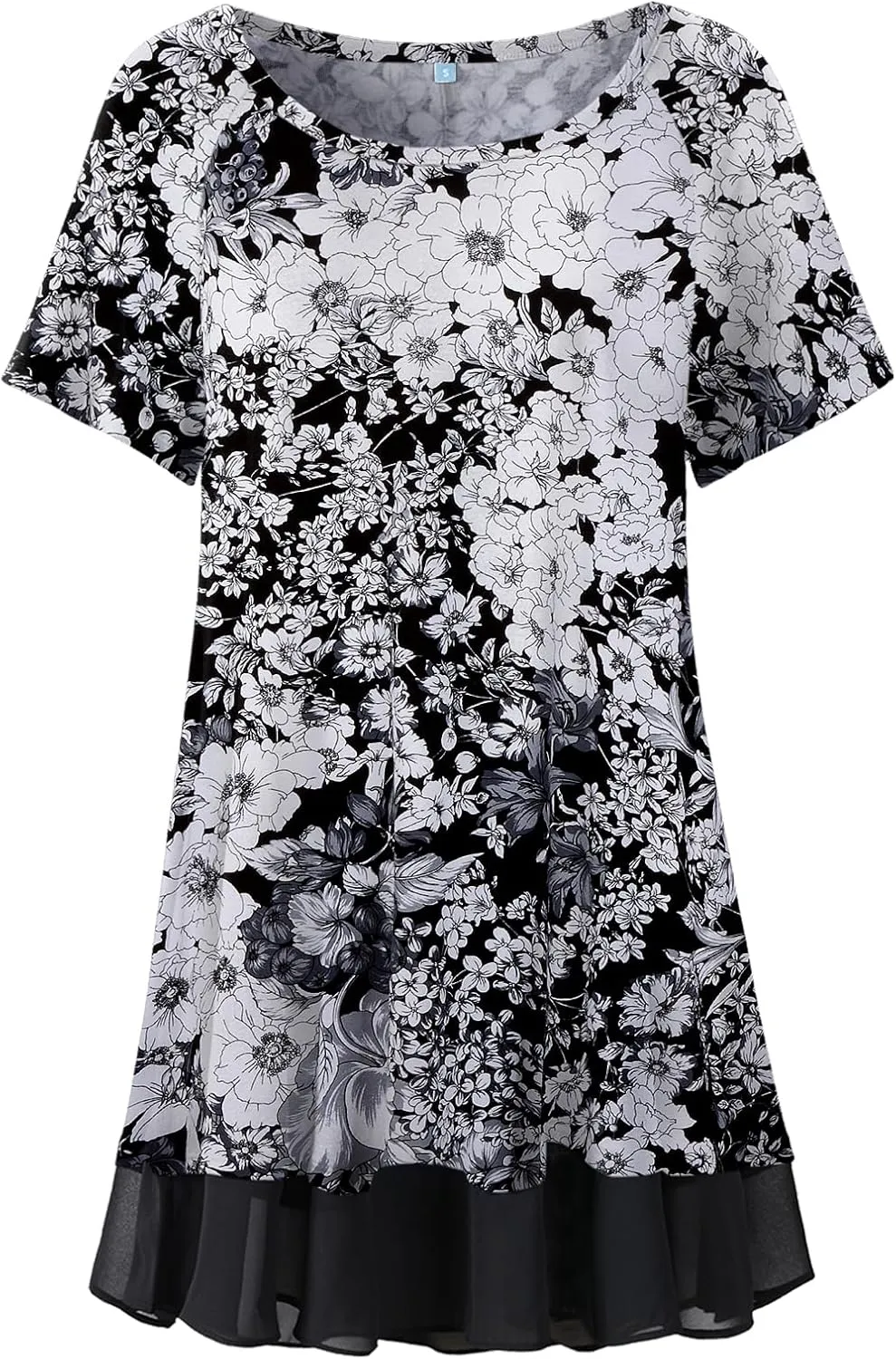 LARACE Plus Size Tunic Tops for Womens Summer Clothes Dressy Round Neck Short Sleeve Shirts Flowy Chiffon Blouses