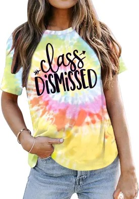 Last Day of School Teacher Shirt School Graduation Tee Teach Letter Print T Shirt Teacher Summer Holiday Tops