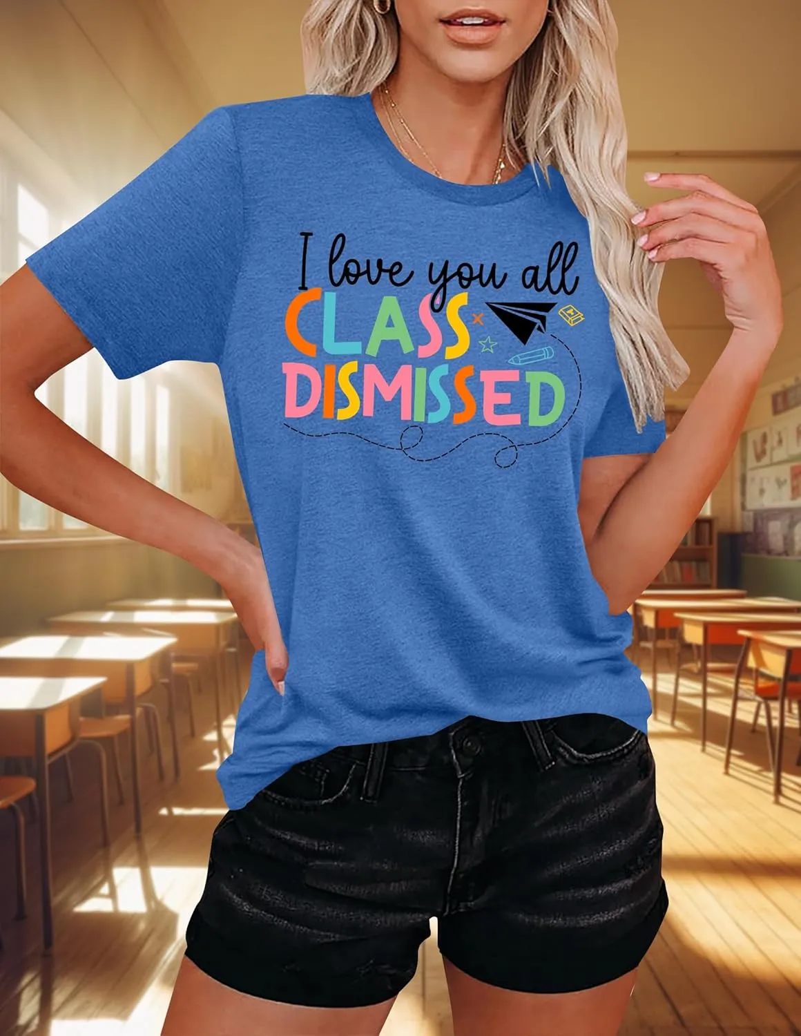 Last Day of School Teacher Shirt School Graduation Tee Teach Letter Print T Shirt Teacher Summer Holiday Tops