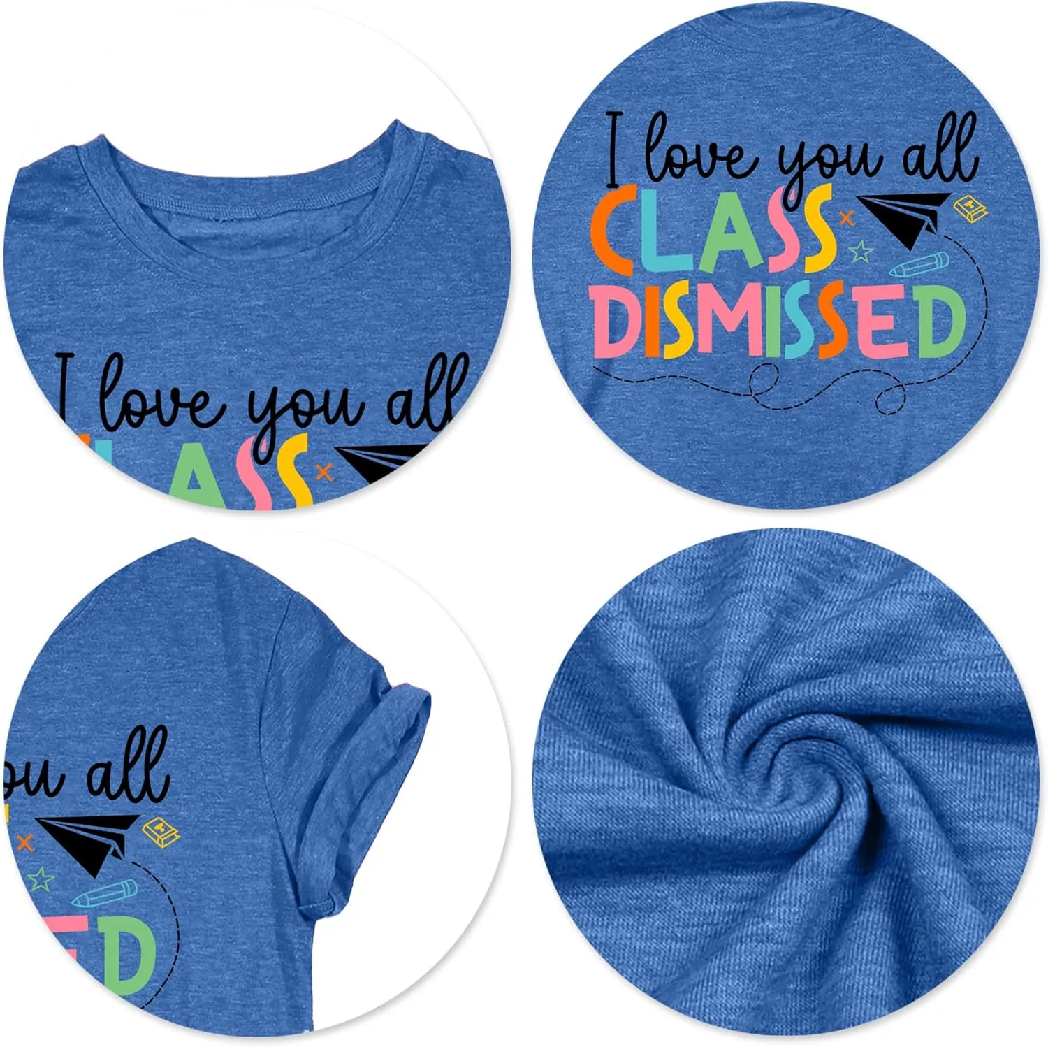 Last Day of School Teacher Shirt School Graduation Tee Teach Letter Print T Shirt Teacher Summer Holiday Tops