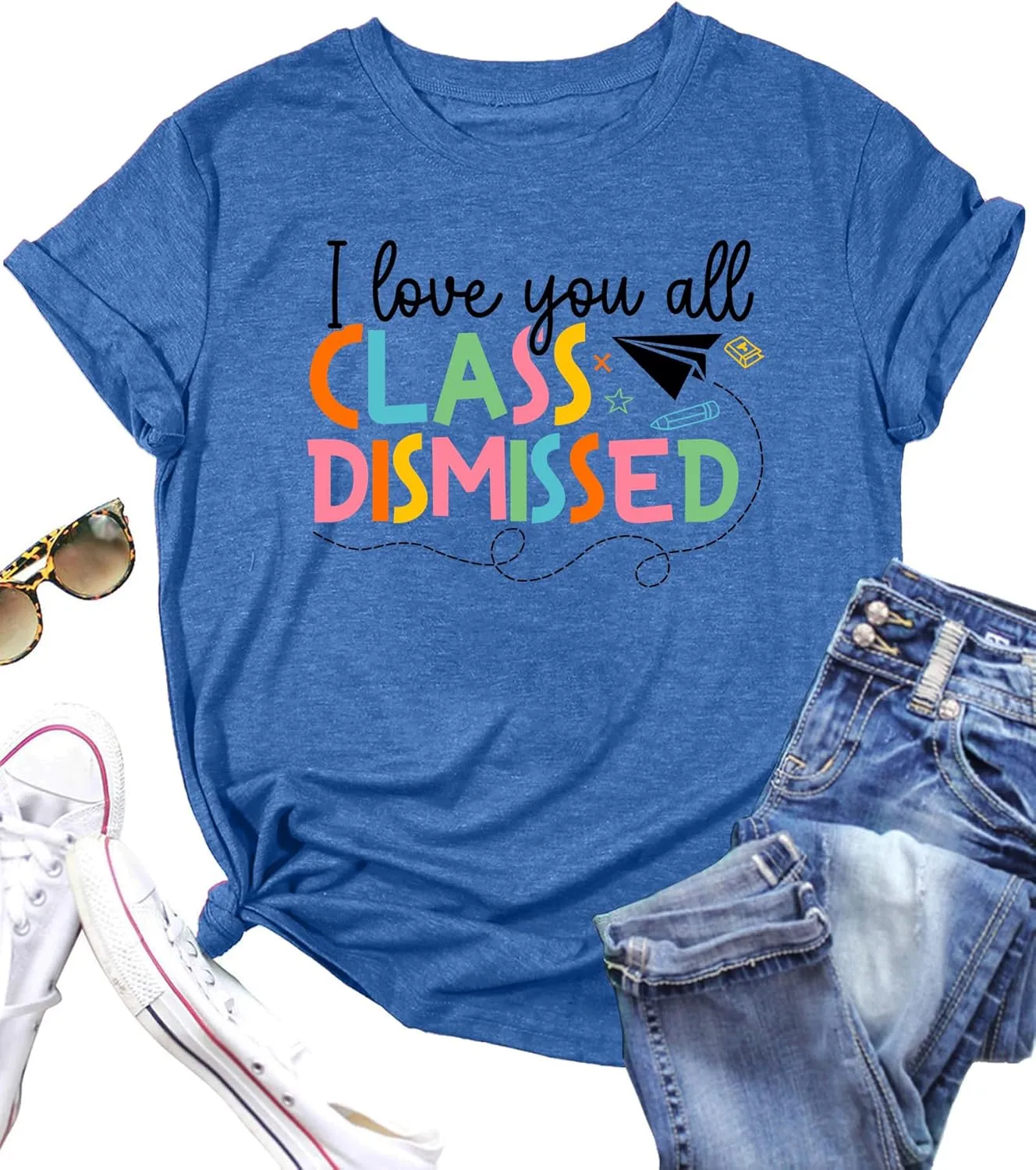 Last Day of School Teacher Shirt School Graduation Tee Teach Letter Print T Shirt Teacher Summer Holiday Tops