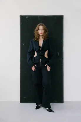 Liz tailored jacket – navy pinstripe