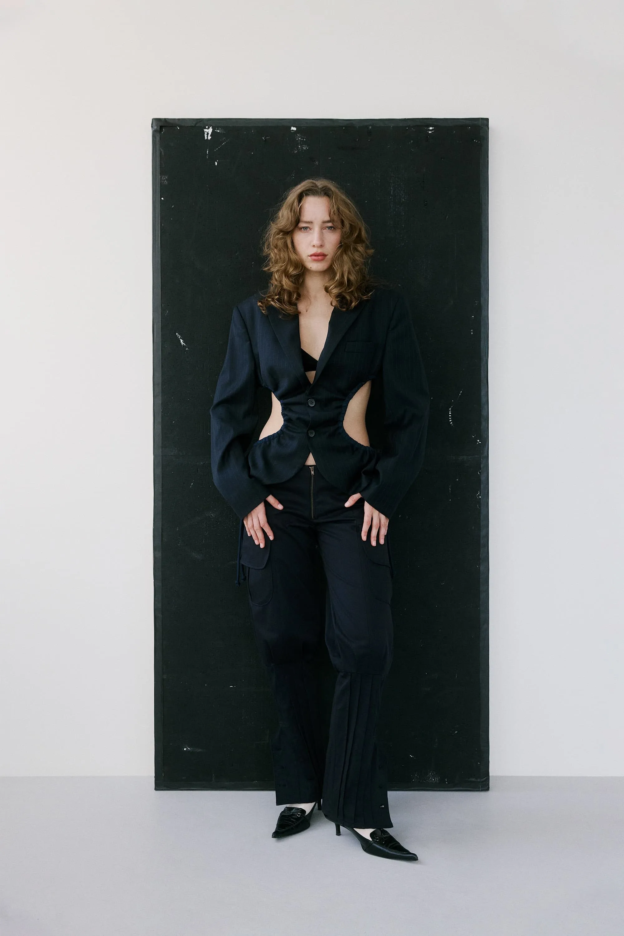 Liz tailored jacket – navy pinstripe