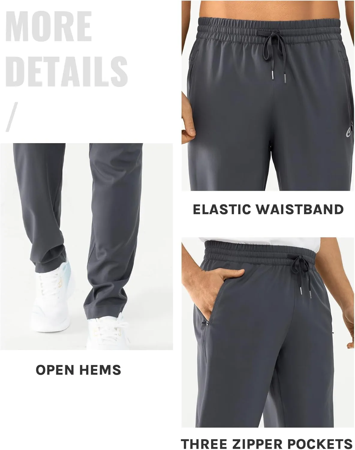 Mens Lightweight Joggers Stretch Tapered Joggers with Zipper Pockets Athletic Pants for Workout, Jogging, Running