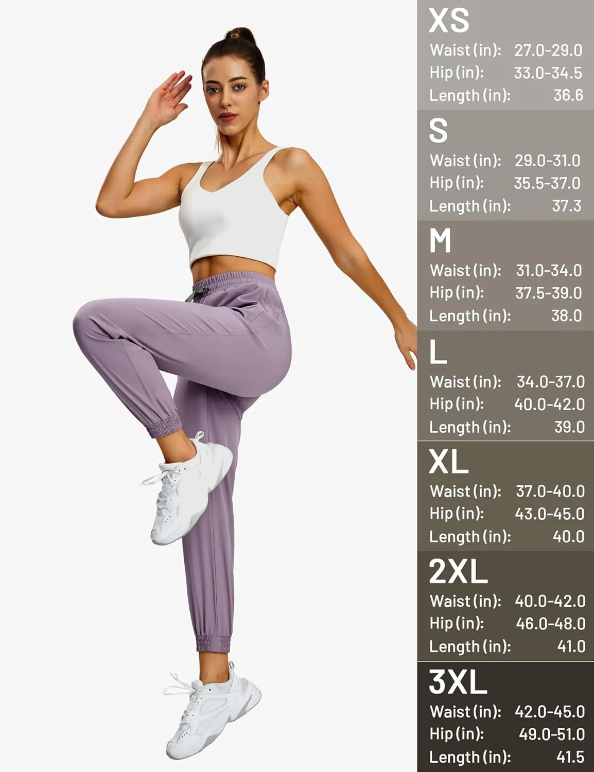MIER Women's Lightweight Jogger Pants with Zipper Pockets Running Athletic Hiking Travel Drawstring Pants, Quick Dry