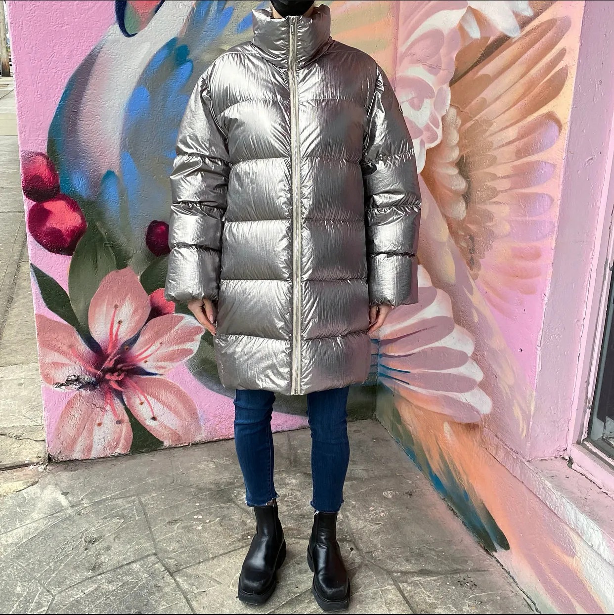 Moncler x Rick Owens Cyclopic Silver Down Puffer Coat - USA M