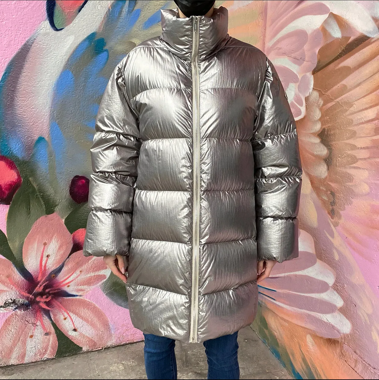 Moncler x Rick Owens Cyclopic Silver Down Puffer Coat - USA M