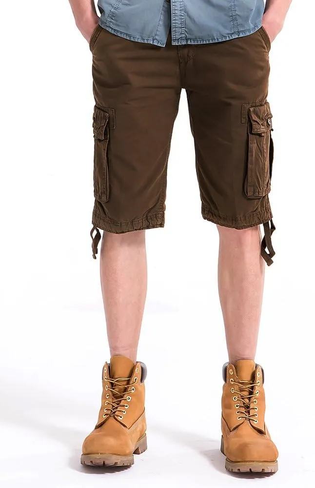 OCHENTA Men's Leisure Multi Pockets Cargo Shorts