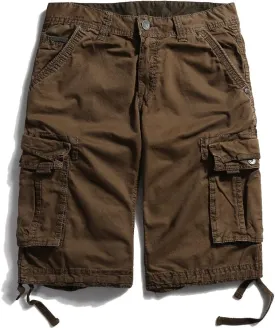 OCHENTA Men's Leisure Multi Pockets Cargo Shorts