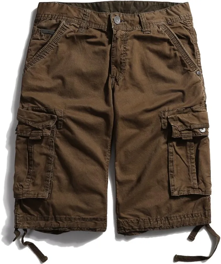 OCHENTA Men's Leisure Multi Pockets Cargo Shorts