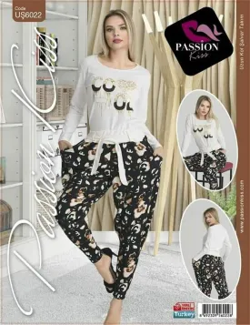 Passion Kiss Women's Fashion Full Sleeves Printed Homewear