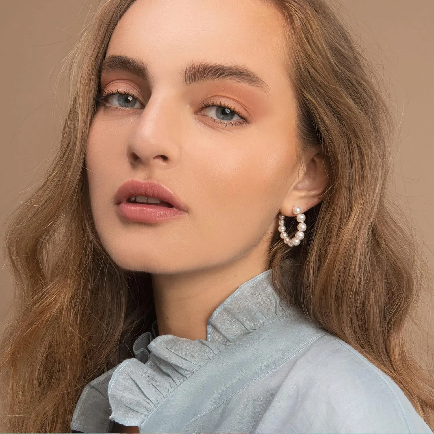 Pearl Hoop Earrings for Women Small Pearl Hoop Earrings Gold Plated Lightweight Open Large Circle Round Pearl Earrings Jewelry Birthday Gift for Women