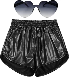 Perfashion Girls Metallic Shorts Shiny Hot Short Sparkly Party Pants &Sunglasses