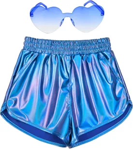 Perfashion Girls Metallic Shorts Shiny Hot Short Sparkly Party Pants &Sunglasses