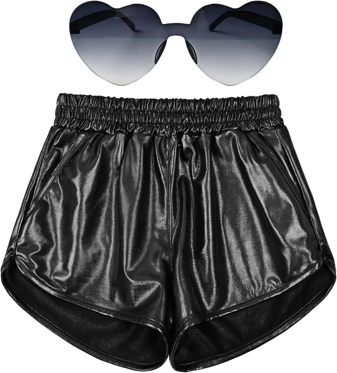 Perfashion Girls Metallic Shorts Shiny Hot Short Sparkly Party Pants &Sunglasses