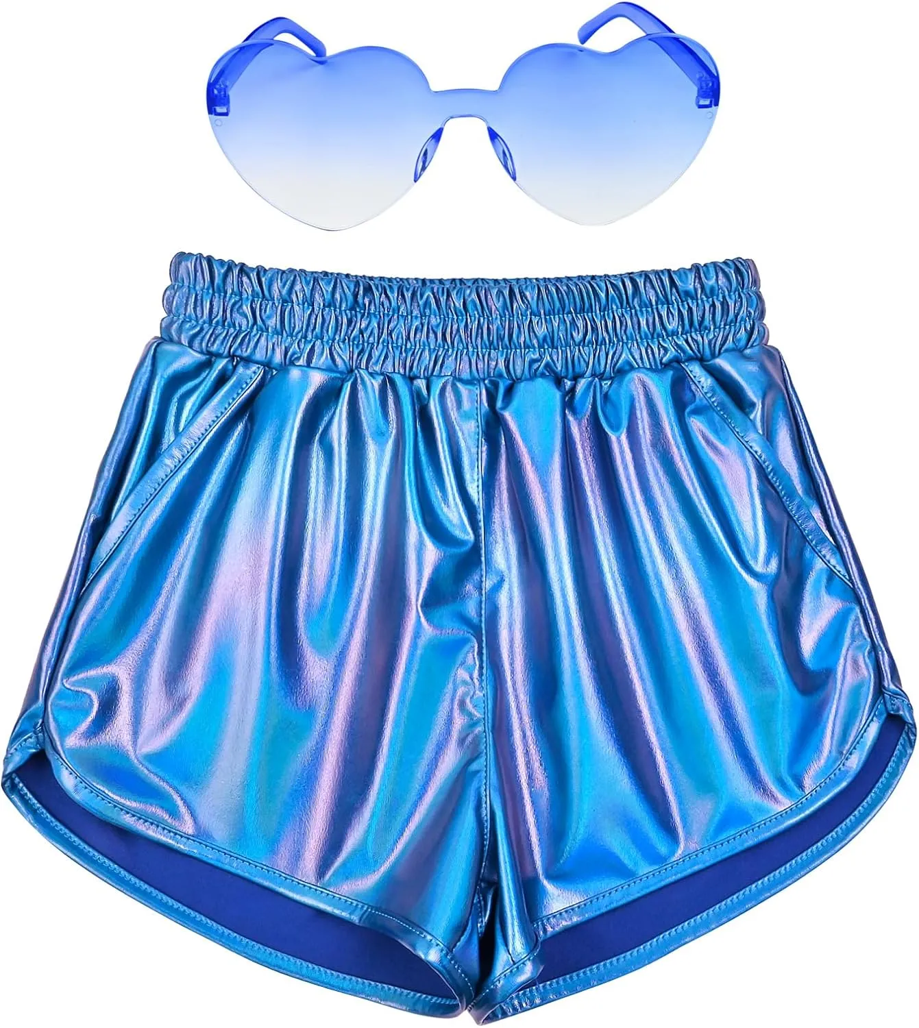 Perfashion Girls Metallic Shorts Shiny Hot Short Sparkly Party Pants &Sunglasses