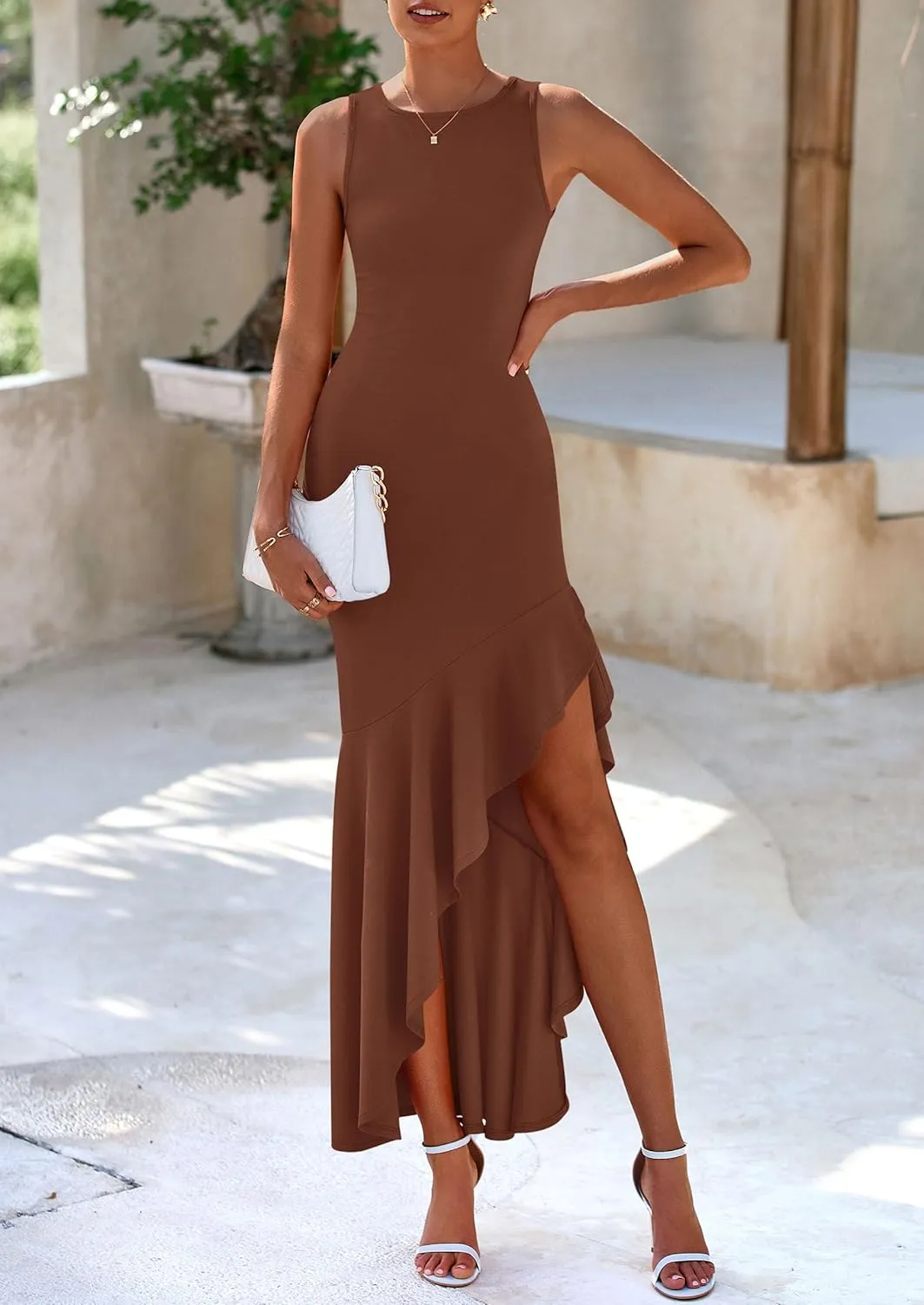 PRETTYGARDEN Wedding Guest Dresses for Women 2025 Summer Formal Gala Maxi Dress Ruffle Mermaid Cocktail Long Dresses